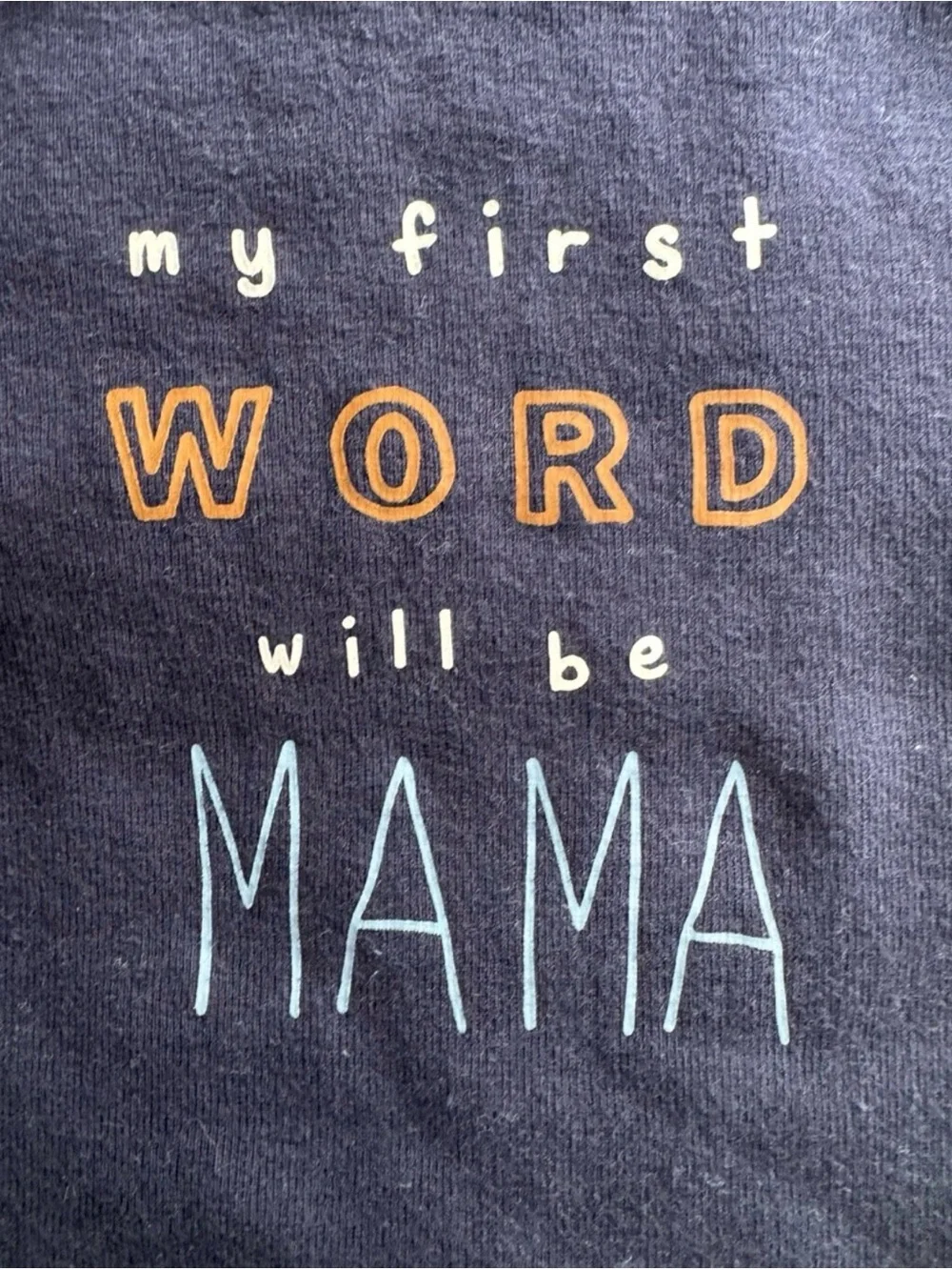 Carter’s Baby “My First Word Will Be Mama” Bodysuit Navy 9 Months
